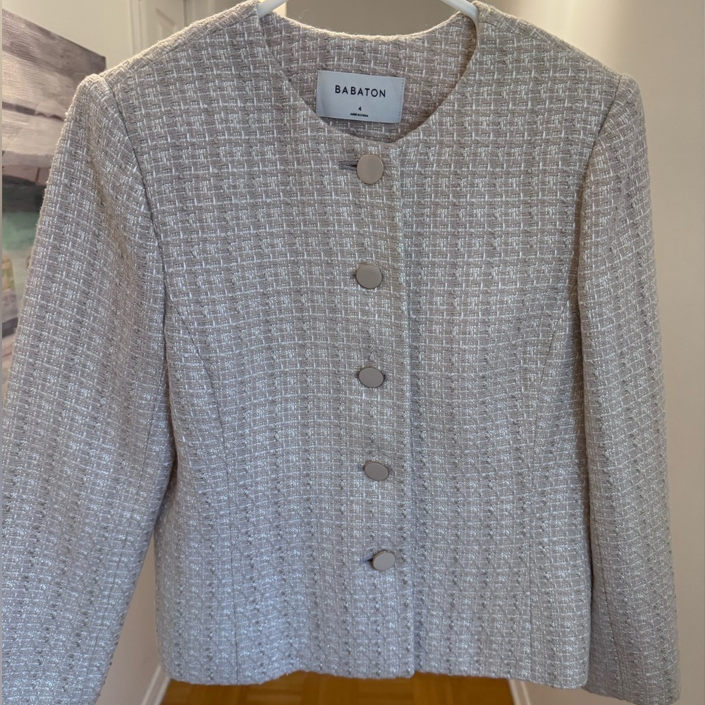 Babaton Women's Cream Tweed Blazer